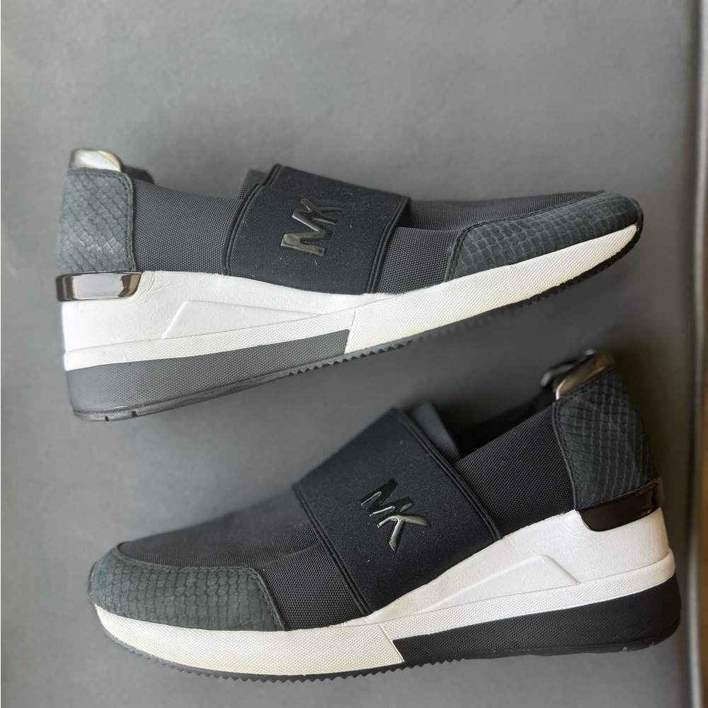 Michael Kors Black and White Athletic Slip-On Sneakers